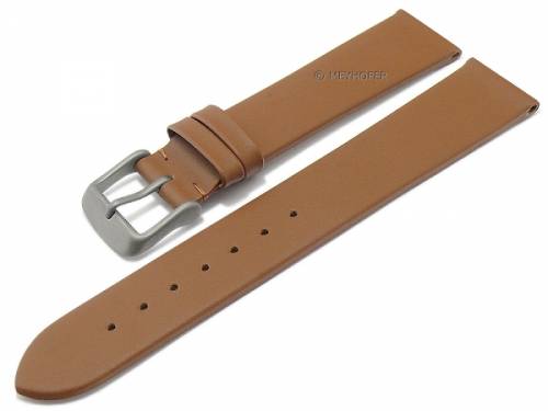 Uhrenarmband -Segovia- 19mm hellbraun Leder Titanschlie�e glatt matt von MEYHOFER (Schlie�enansto� 18 mm) - Bild vergr��ern 
