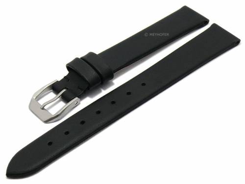 Uhrenarmband -Segovia- 14mm schwarz Leder Titanschlie�e glatt matt von MEYHOFER (Schlie�enansto� 12 mm) - Bild vergr��ern 