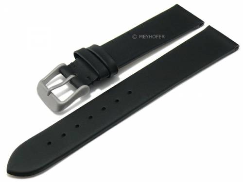 Uhrenarmband -Segovia- 16mm schwarz Leder Titanschlie�e glatt matt von MEYHOFER (Schlie�enansto� 14 mm) - Bild vergr��ern 