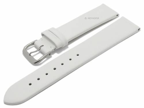 Uhrenarmband -Segovia- 16mm wei� Leder Titanschlie�e glatt matt von MEYHOFER (Schlie�enansto� 14 mm) - Bild vergr��ern 