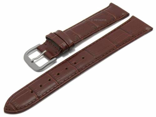 Uhrenarmband -Valdemoro- 22mm dunkelbraun Leder Alligator-Pr�gung Titanschlie�e von MEYHOFER (Schlie�enansto� 20 mm) - Bild vergr��ern 
