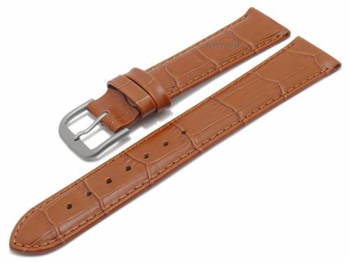 Uhrenarmband -Valdemoro- 19mm hellbraun Leder Alligator-Pr�gung Titanschlie�e von MEYHOFER (Schlie�enansto� 18 mm) - Bild vergr��ern 