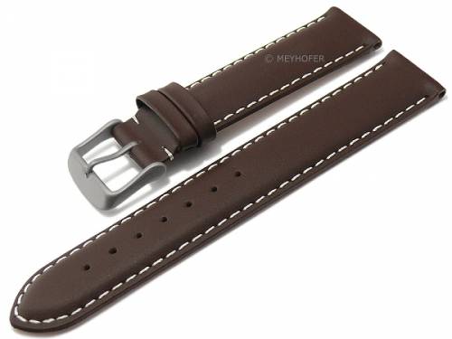 Uhrenarmband -Pamplona- 19mm dunkelbraun Leder Titanschlie�e helle Naht von MEYHOFER (Schlie�enansto� 18 mm) - Bild vergr��ern 