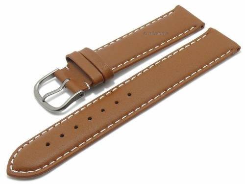 Uhrenarmband -Pamplona- 16mm hellbraun Leder Titanschlie�e helle Naht von MEYHOFER (Schlie�enansto� 16 mm) - Bild vergr��ern 