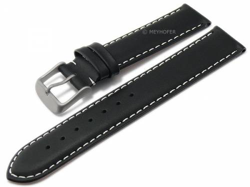 Uhrenarmband -Pamplona- 19mm schwarz Leder Titanschlie�e helle Naht von MEYHOFER (Schlie�enansto� 18 mm) - Bild vergr��ern 