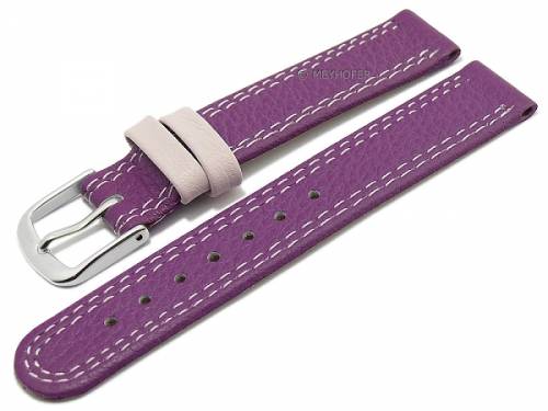 PREISTIPP: Uhrenarmband XS -Youngstown- 14mm violett/rosa Leder glatt Doppelnaht MEYHOFER (Schlie�enansto� 14 mm) - Bild vergr��ern 