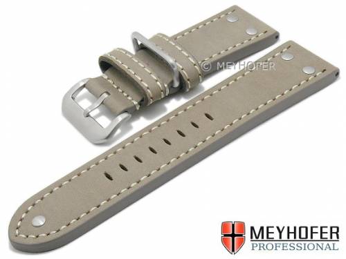 Uhrenarmband -Eindhoven-  26mm hellgrau Fliegerbandoptik glatt von MEYHOFER (Schlie�enansto� 24 mm) - Bild vergr��ern 