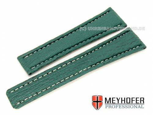 Uhrenarmband -Genua- 22mm gr�n Hai wei�e Naht f�r Breitling von MEYHOFER (Schlie�enansto� 20 mm) - Bild vergr��ern 