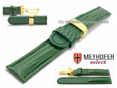 Uhrenarmband -Didsbury- 24mm gr�n Teju-Pr�gung golfarbene Faltschlie�e abgen�ht MEYHOFER (Schlie�enansto� 22 mm) - Bild vergr��ern 