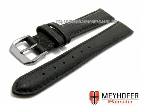 Uhrenarmband XL -Caluso- 12mm schwarz Leder Titan-Dornschlie�e fein genarbt von MEYHOFER (Schlie�enansto� 12 mm) - Bild vergr��ern 