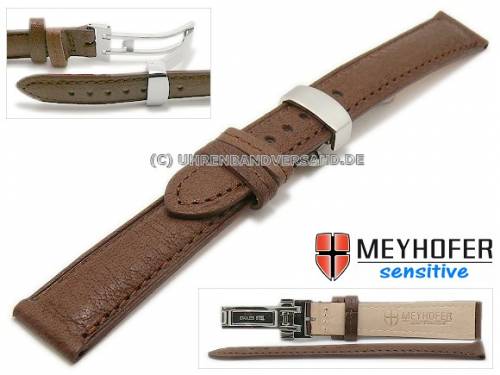 Uhrenarmband -Amiens- 14mm dunkelbraun Kalbleder genarbt mit Faltschlie�e von MEYHOFER (Schlie�enansto� 12 mm) - Bild vergr��ern 