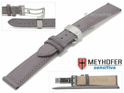 Uhrenarmband -Amiens- 14mm grau Kalbleder genarbt mit Faltschlie�e von MEYHOFER (Schlie�enansto� 12 mm) - Bild vergr��ern 