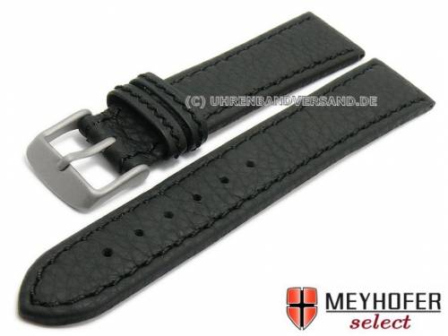 Uhrenarmband -Alicante Classic- 22mm schwarz mit Titanschlie�e abgen�ht von Meyhofer (Schlie�enansto� 20 mm) - Bild vergr��ern 
