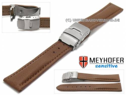 Uhrenarmband -Stralsund- 20mm dunkelbraun Titan-Faltschlie�e genarbt abgen�ht von MEYHOFER (Schlie�enansto� 18 mm) - Bild vergr��ern 