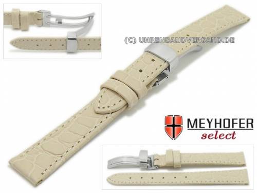 Uhrenarmband -Rotenburg- 14mm beige Kalbleder Kroko-Pr�gung mit Faltschlie�e von MEYHOFER (Schlie�enansto� 12 mm) - Bild vergr��ern 