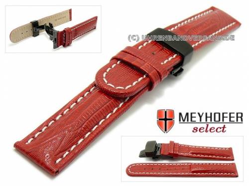 Uhrenarmband -Avanos- 22mm rot Teju-Pr�gung schwarze Butterflyfaltschlie�e von MEYHOFER (Schlie�enansto� 20 mm) - Bild vergr��ern 