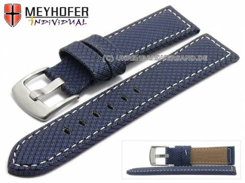 Uhrenarmband -Riga- 20mm dunkelblau Synthetik Textillook helle Naht von MEYHOFER (Schlie�enansto� 18 mm) - Bild vergr��ern 