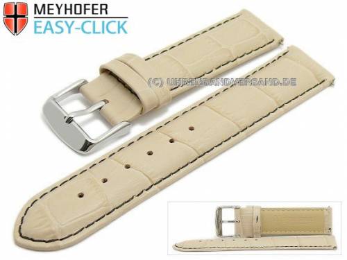 Uhrenarmband Meyhofer EASY-CLICK -Marseille Special- 22mm beige Alligator-Pr�gung schwarze Naht (Schlie�enansto� 20 mm) - Bild vergr��ern 