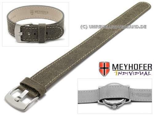 ABVERKAUF: Uhrband -Vilsbiburg- 24mm antikschwarz Leder Antik-Look helle Naht Durchzugsband v. Meyhofer (Schlie�e 24 mm) - Bild vergr��ern 