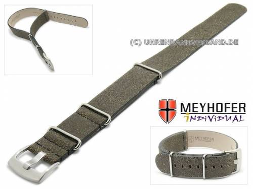 ABVERKAUF: Uhrenarmband -Mendavia- 22mm antikschwarz Leder Antik-Look Durchzugsband von Meyhofer - Bild vergr��ern 