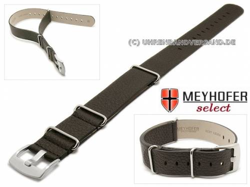 Uhrenarmband -Herford- 24mm dunkelbraun Leder genarbt Durchzugsband von Meyhofer - Bild vergrern 