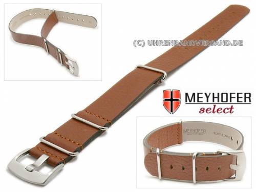 ABVERKAUF: Uhrenarmband -Herford- 18mm braun Leder genarbt Durchzugsband von Meyhofer - Bild vergr��ern 