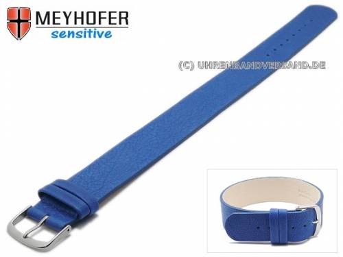 ABVERKAUF: Uhrenarmband -Bergen- 20mm mittelblau Leder genarbt Durchzugsband von Meyhofer - Bild vergr��ern 