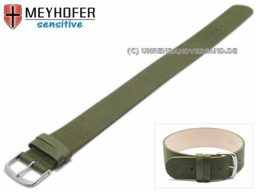 ABVERKAUF: Uhrenarmband -Bergen- 20mm olivgr�n Leder genarbt Durchzugsband von Meyhofer - Bild vergr��ern 