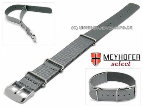 ABVERKAUF: Uhrenarmband -Hockenheim- 20mm grau Leder Carbon-Look Durchzugsband im NATO-Style von Meyhofer - Bild vergr��ern 