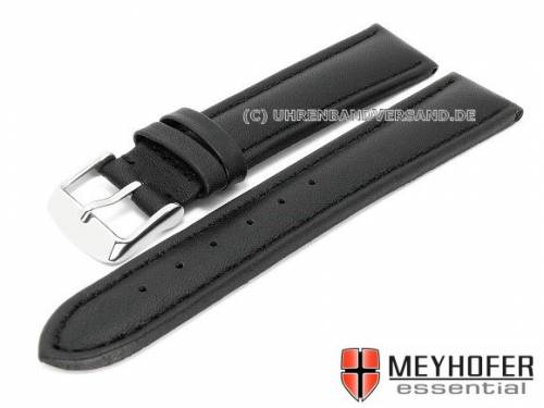 Uhrenarmband XL -Narita- 22mm schwarz Leder glatt matt abgen�ht von MEYHOFER (Schlie�enansto� 20 mm) - Bild vergr��ern 