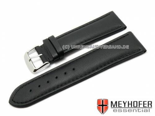 Uhrenarmband XL -Narita- 26mm schwarz Leder glatt matt abgenht von MEYHOFER (Schlieenansto 24 mm) - Bild vergrern 