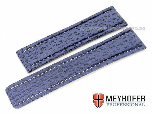 Uhrenarmband -Genua- 24mm blau Hai wei�e Naht f�r Breitling von MEYHOFER (Schlie�enansto� 20 mm) - Bild vergr��ern 