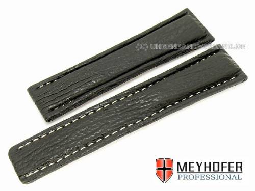 Uhrenarmband -Genua- 24mm schwarz Hai wei�e Naht f�r Breitling von MEYHOFER (Schlie�enansto� 20 mm) - Bild vergr��ern 