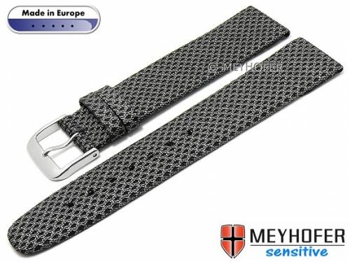 Uhrenarmband -Texarkana- 20mm schwarz/anthrazit Synthetik in Textiloptik VEGAN von MEYHOFER (Schlie�enansto� 18 mm) - Bild vergr��ern 
