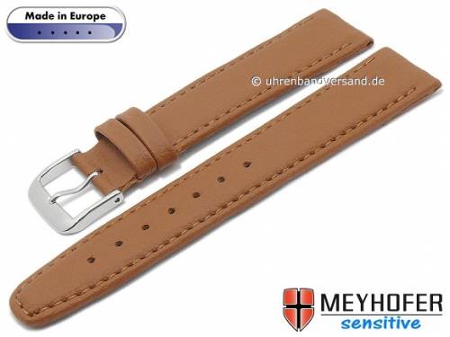 Uhrenarmband -Kenwick- 18mm hellbraun Synthetik VEGAN leder�hnlich abgen�ht von MEYHOFER (Schlie�enansto� 16 mm) - Bild vergr��ern 