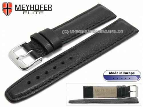 Uhrenarmband -Frohburg- 22mm schwarz Leder genarbt abgen�ht von MEYHOFER (Schlie�enansto� 20 mm) - Bild vergr��ern 