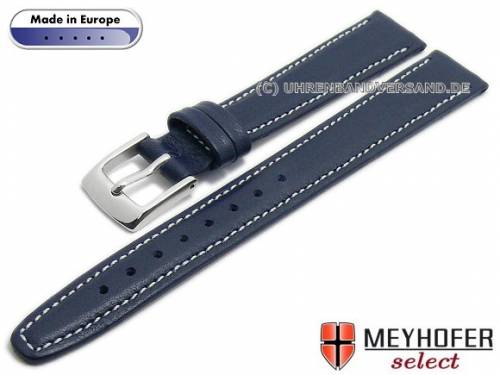 Uhrenarmband -Maribor- 12mm dunkelblau Leder glatt helle Naht von MEYHOFER (Schlie�enansto� 10 mm) - Bild vergr��ern 