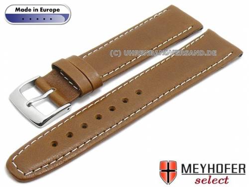 Uhrenarmband -Maribor- 18mm mittelbraun Leder glatt helle Naht von MEYHOFER (Schlie�enansto� 16 mm) - Bild vergr��ern 