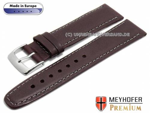 Uhrenarmband -Zagreb- 19mm bordeaux Leder Vintage-Look genarbt helle Naht von MEYHOFER (Schlie�enansto� 16 mm) - Bild vergr��ern 
