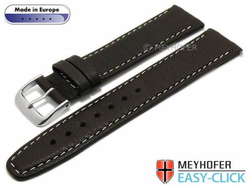 Meyhofer EASY-CLICK Uhrenarmband -Tabor- 16mm dunkelbraun Leder genarbt helle Naht (Schlie�enansto� 14 mm) - Bild vergr��ern 