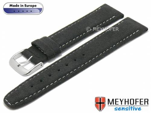 Uhrenarmband -Caporetto- 22mm anthrazit VEGAN velourartig von MEYHOFER (Schlieenansto 20 mm) - Bild vergrern 