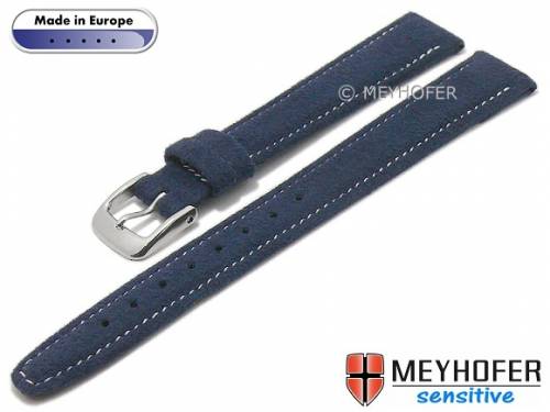 Uhrenarmband -Caporetto- 14mm dunkelblau VEGAN velourartig von MEYHOFER (Schlie�enansto� 12 mm) - Bild vergr��ern 