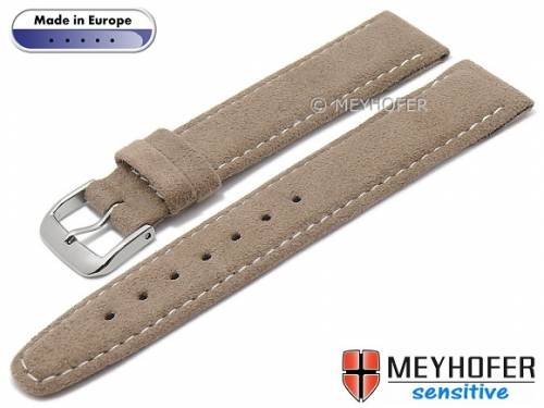 Uhrenarmband -Caporetto- 16mm mittelbraun VEGAN velourartig von MEYHOFER (Schlie�enansto� 14 mm) - Bild vergr��ern 