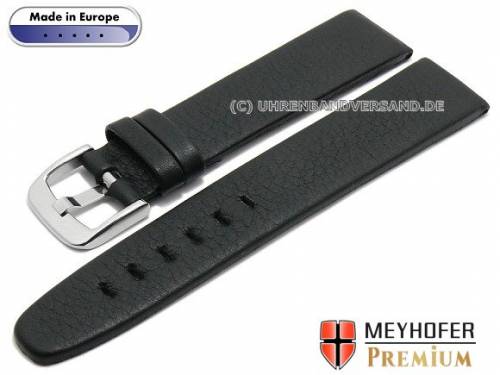 Uhrenarmband -Kamnik- 21mm schwarz Leder genarbt robust von MEYHOFER (Schlie�enansto� 18 mm) - Bild vergr��ern 