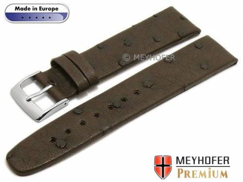 Uhrenarmband -Rijeka- 19mm dunkelbraun echt Strau�-Leder matt von MEYHOFER (Schlie�enansto� 18 mm) - Bild vergr��ern 