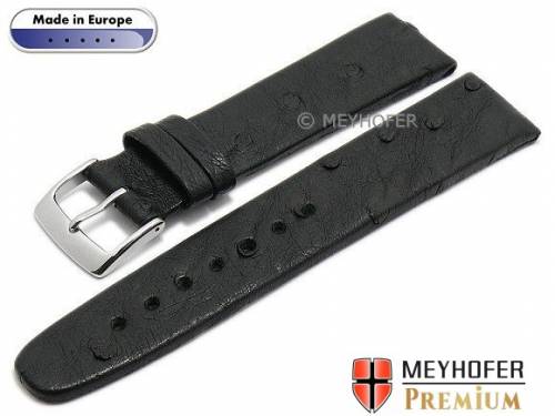 Uhrenarmband -Rijeka- 19mm schwarz echt Strau-Leder matt von MEYHOFER (Schlieenansto 18 mm) - Bild vergrern 