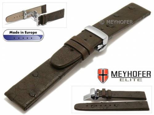 Uhrenarmband -Zadar- 19mm dunkelbraun echt Strau�-Leder mit Butterfly-Faltschlie�e von MEYHOFER (Schlie�enansto� 18 mm) - Bild vergr��ern 