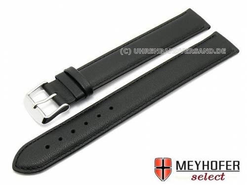Uhrenarmband -Antwerpen- superlang 20mm schwarz glatt von MEYHOFER (Schlie�enansto� 20 mm) - Bild vergr��ern 