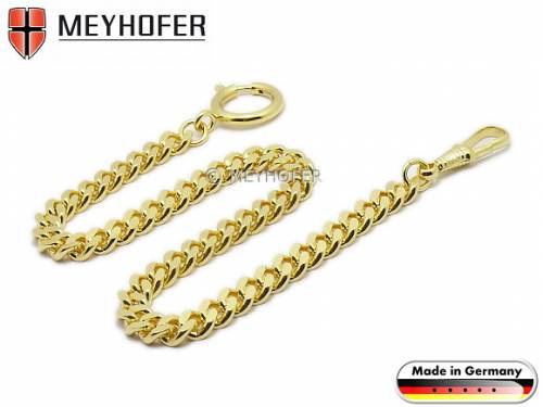 Taschenuhrkette -Waldbronn- goldfarben Messing Panzerkette flach gro�e Glieder von MEYHOFER - Bild vergr��ern 