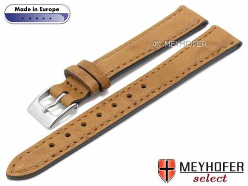 Hand made Uhrenarmband -Missoula- 14mm hellbraun Leder glatt matt abgen�ht von Meyhofer (Schlie�enansto� 12 mm) - Bild vergr��ern 